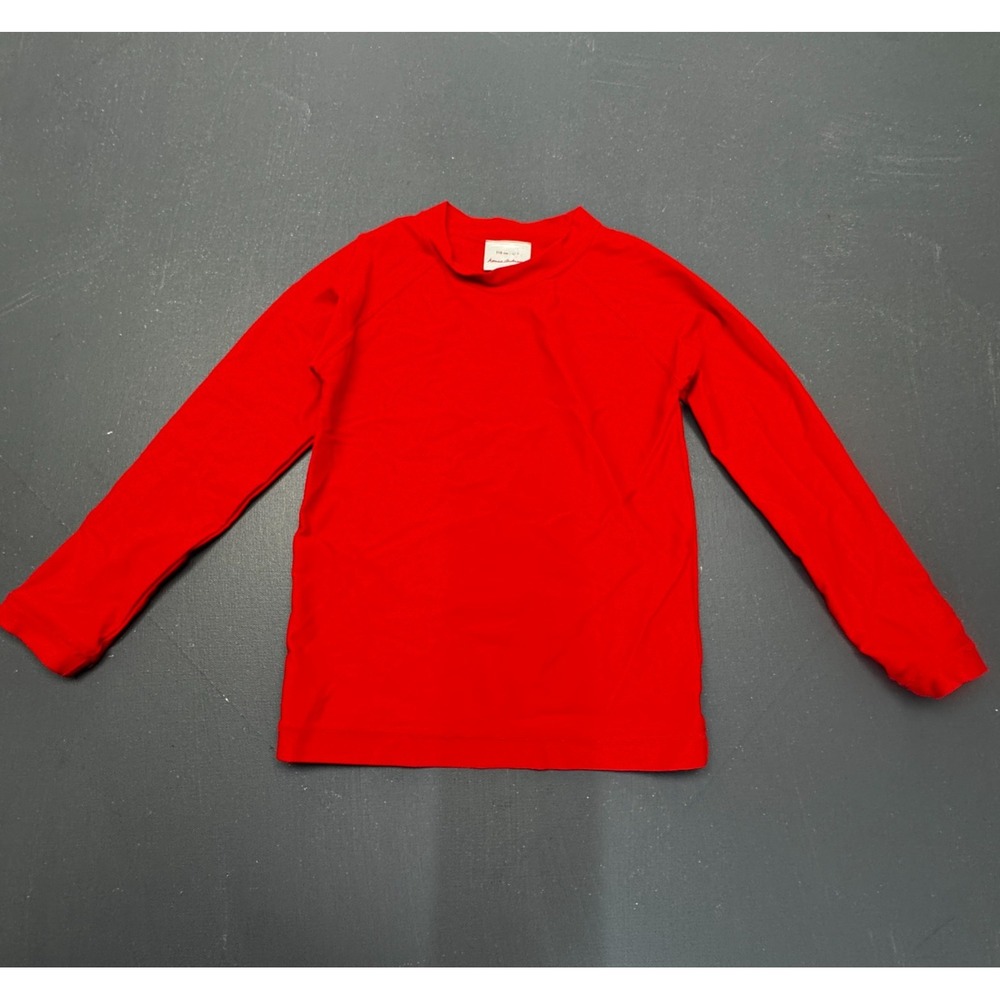 Hanna Andersson Kids 5 110cm Red Long Sleeve Swim Shirt Nylon Spandex Rash Guard
